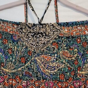 Isla Bonita Dress Womens Plus Size Multicolor Paisley Boho Maxi Sundress Beaded